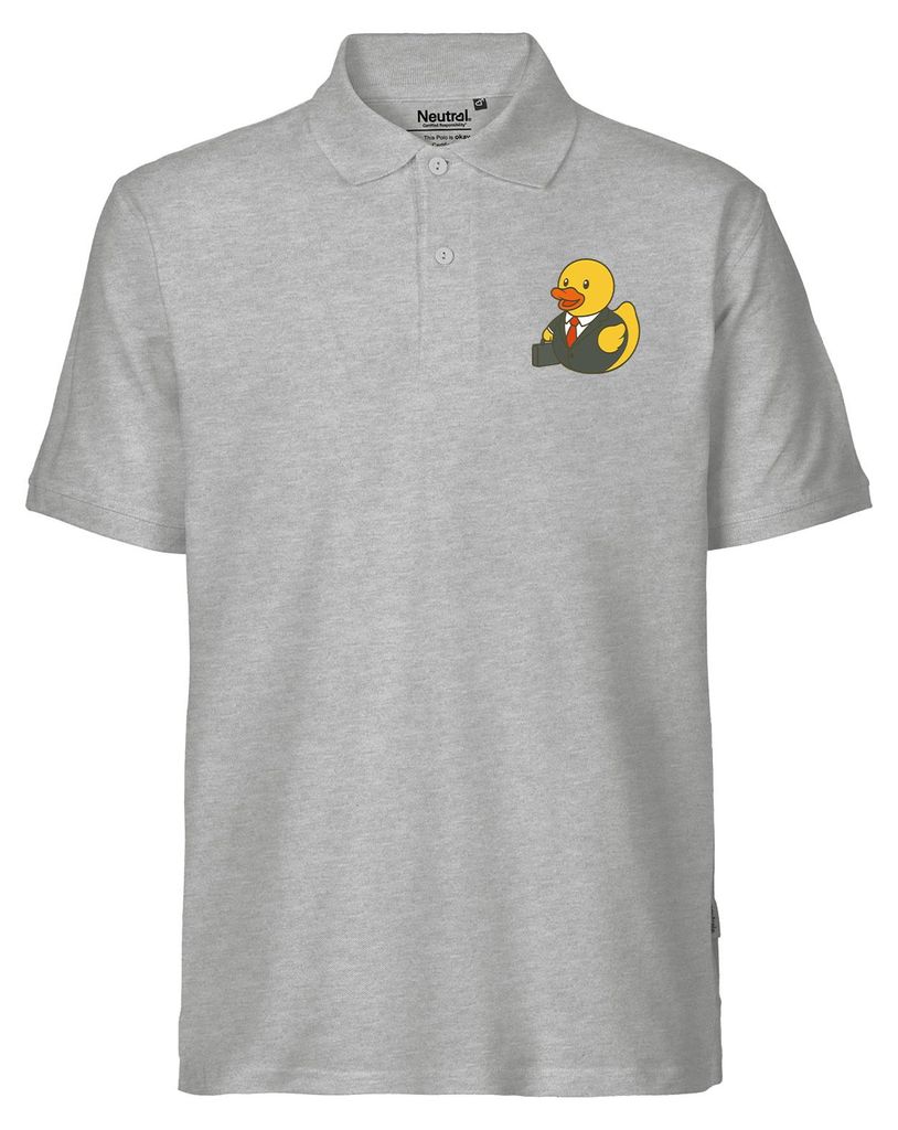 Huuraa Herren Polo Shirt Quietscheente Chef Comic Gummiente L Sport Grey Bio Baumwolle Fairtrade Poloshirt Geschenkidee