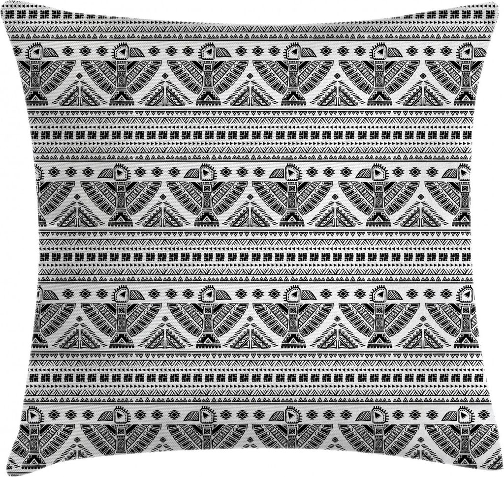 ABAKUHAUS Schwarz-Weiss Kissenbezug, Adler Primitive Kunst, Waschbar mit Reißverschluss Kissenhülle mit Farbfesten Klaren Farben Beidseitiger Dru...
