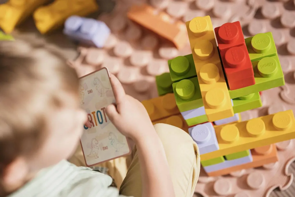 Tapis d'Éveil avec Cubes de Construction Souples pour Bébé et Enfant - 3