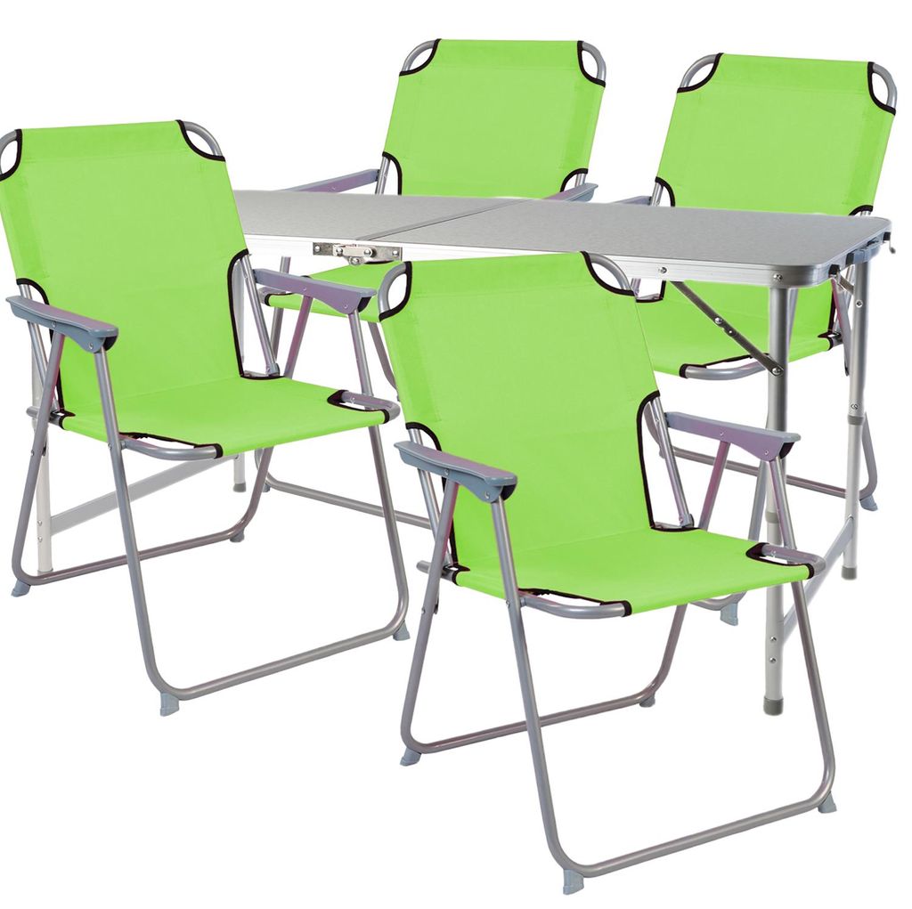 Complete set van 5 campingmeubels, aluminium, 120x60x58/70 Productafbeelding 