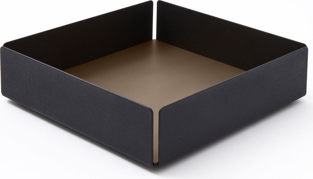 Taschenleerer Struktur aus Schwarzem Stahl cm 14.5 x 14.5 x H.4 - Boden aus Leder Taubengrau - Hergestellt in Italien