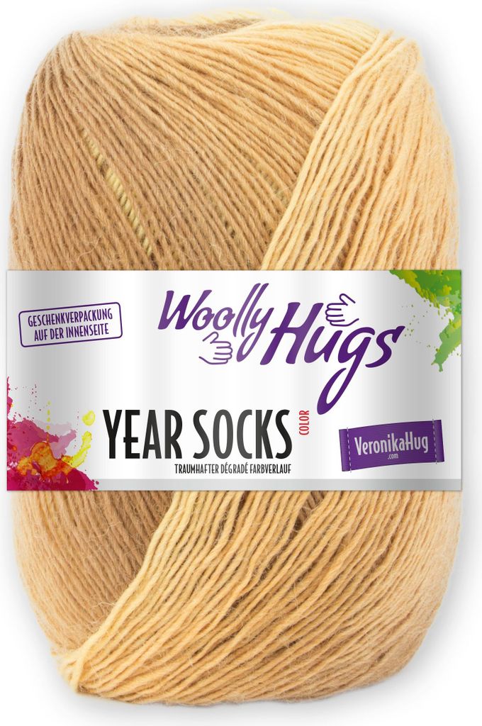 Woolly Hugs Year Socks 100g Sockenwolle/Dochtgarn mit Degradé-Farbverlauf, Perfekt für Double-Face Stricken, Strickgarn für Socken, Schals & Acc...