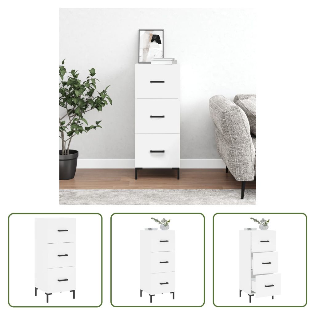 The Living Store Sideboard Weiß 34,5x34x90 cm Holzwerkstoff