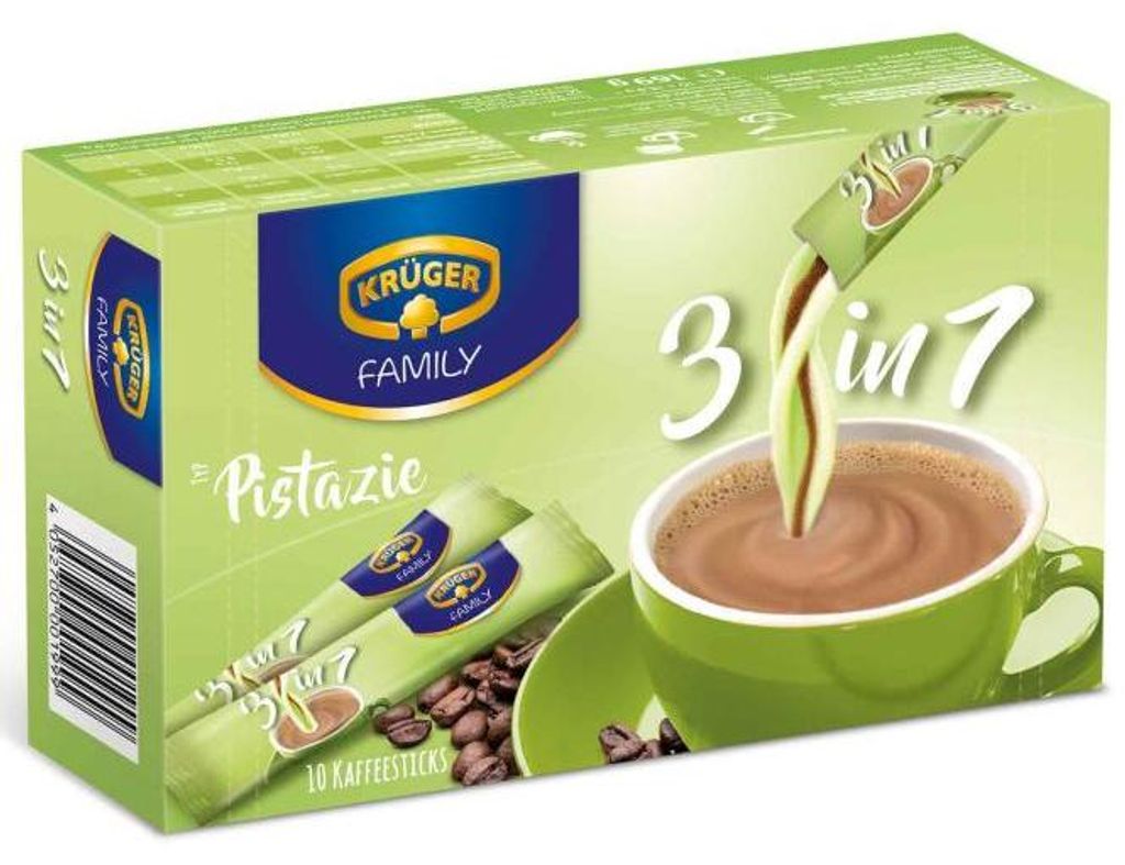 Krüger Family Typ Pistazie 3 in 1 Kaffeesticks 10er Produktbild 