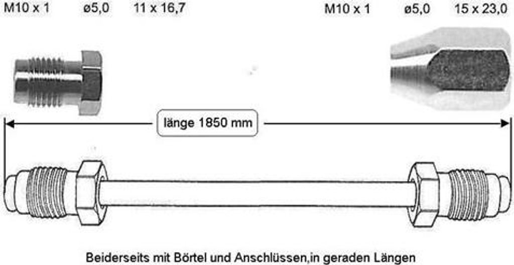 Bremsleitung 1850 mm rechts ABS 1333875080