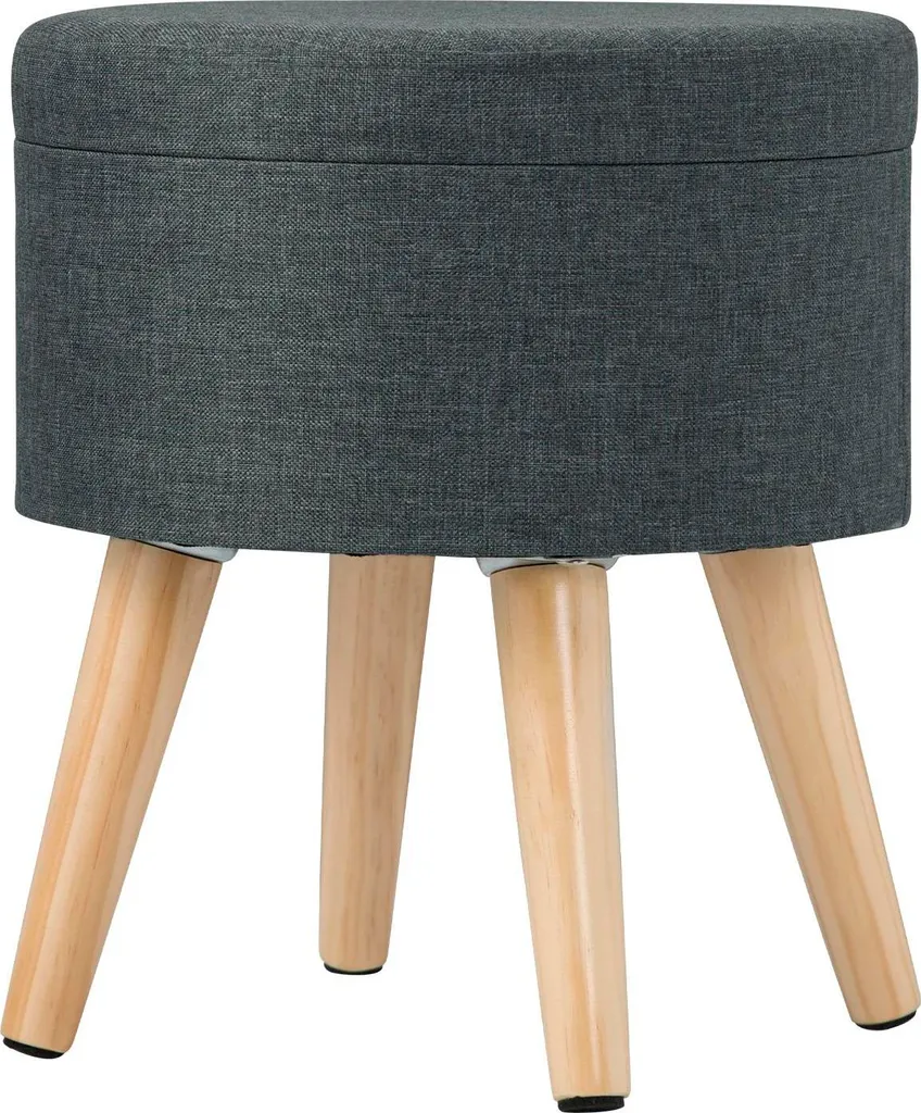 Pouf gris foncé pour salon : rangement discret et assise lin compacte