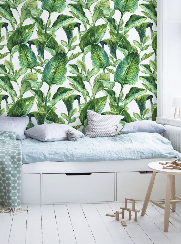 Coloray Fototapete 208x146 cm An Einer Wand Latex Latextapete - Bananenblätter