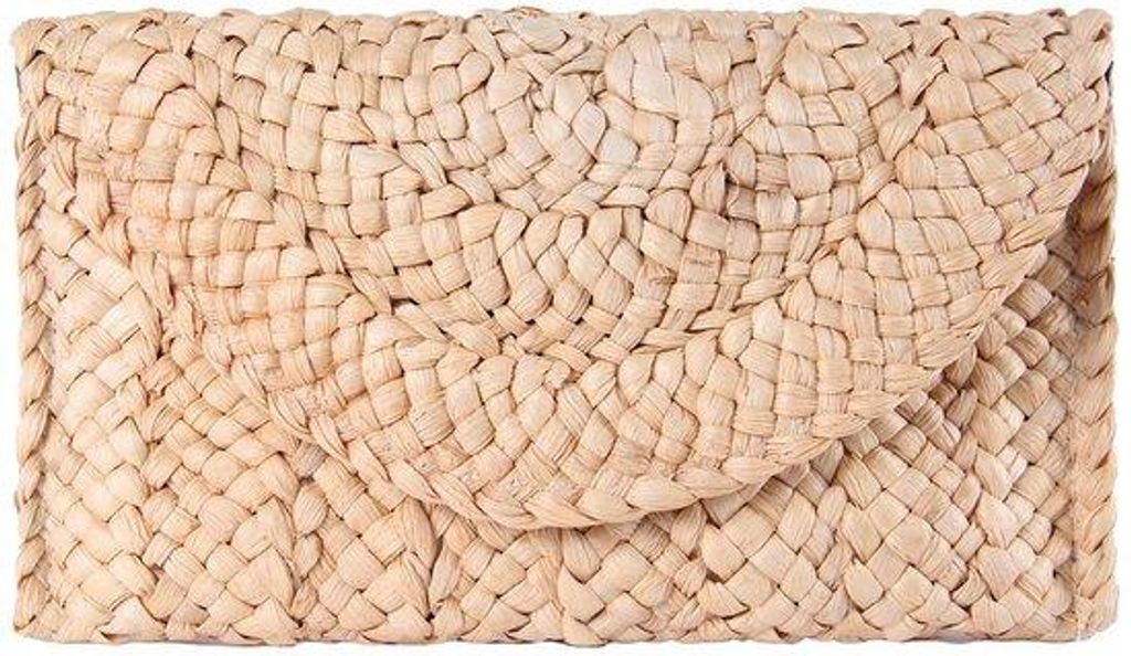 Vintage Beige Stro Geweven Handtas mit Clutches und Portemonnee
