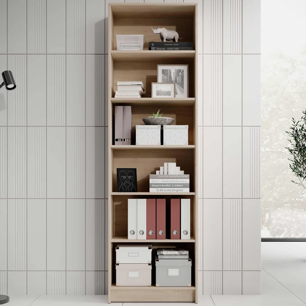 Bibliothèque Viviane 60x202cm Chêne - Solution Gain de Place Intelligente - 2