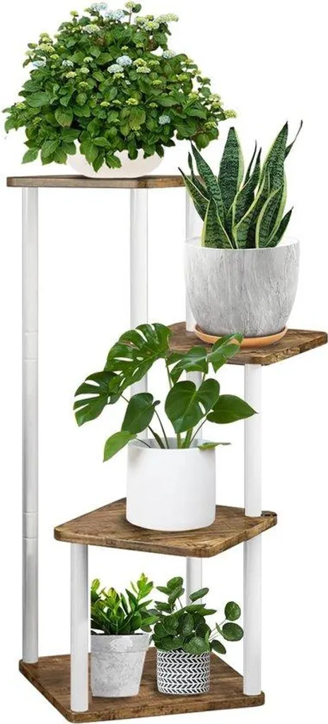 Porte-plante design 4 étages blanc - Support carré métal anticorrosion
