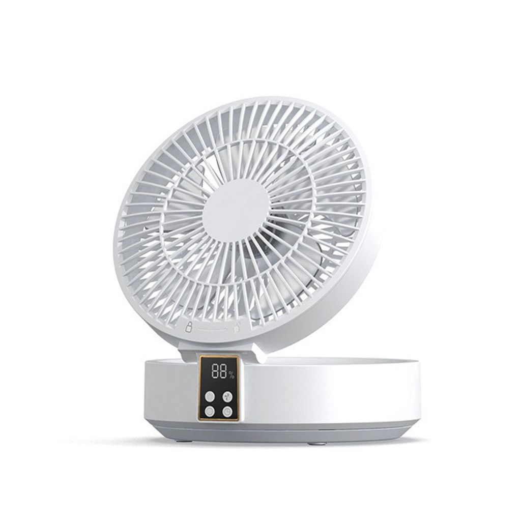 Tischventilator mit Fernbedienung 3 Geschwindigkeiten LED USB Ventilator Leise & Tragbar Campingventilator für Reisen Outdoor Weiß