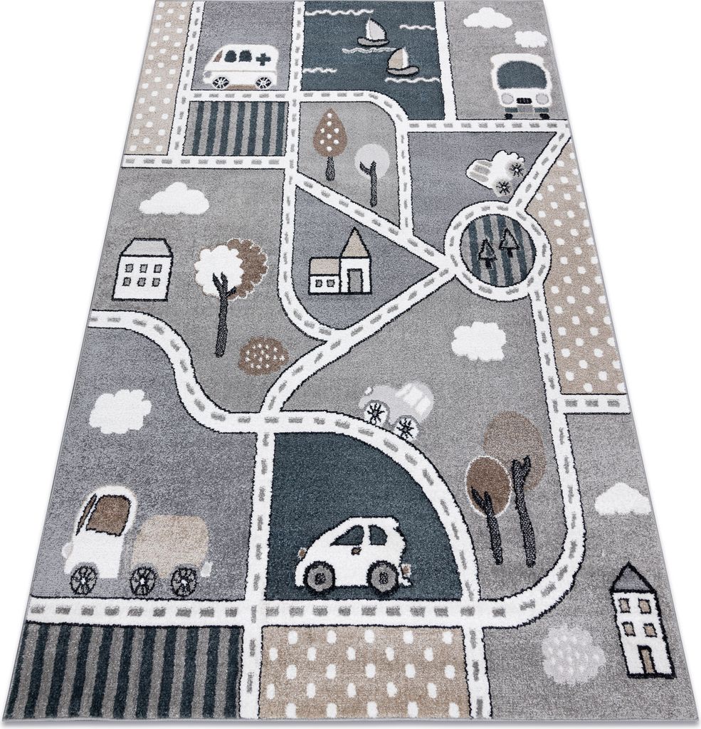 Teppich FUN Strade für Kinder, Straße, Stadt grau Grau 160x220 cm