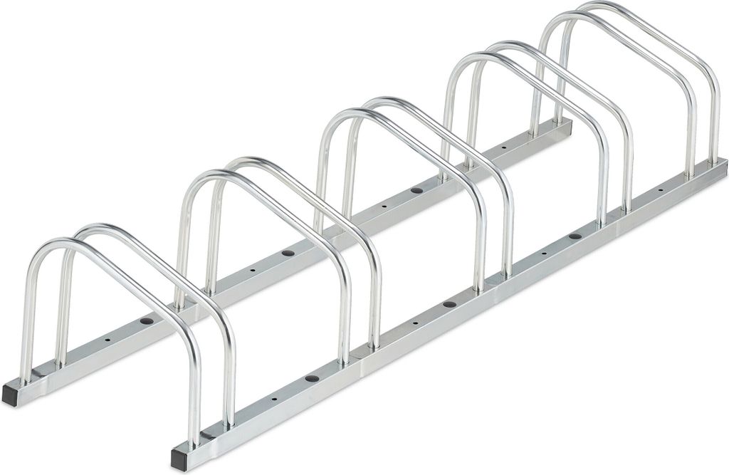 Relaxdays Fahrradständer Boden, für 5 Fahrräder, bis 50 mm Produktbild 