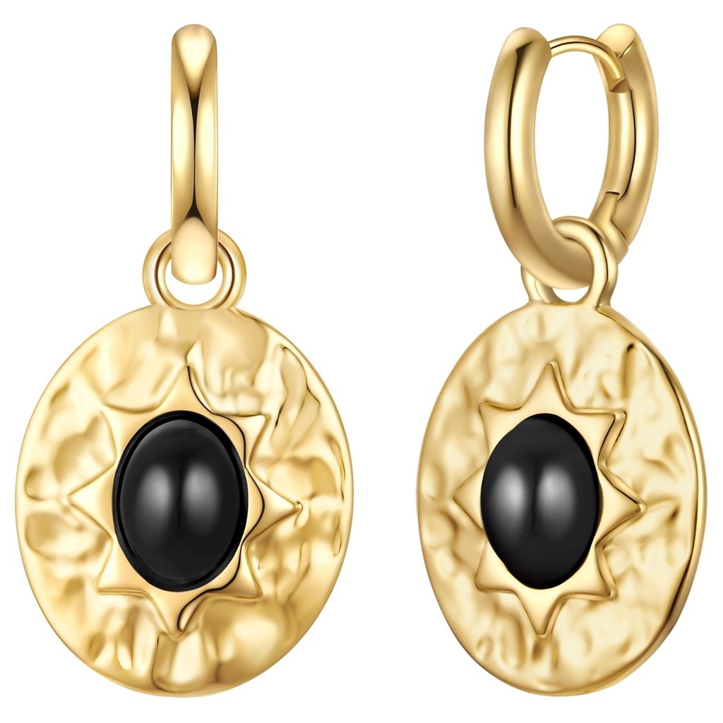 Creolen gelbgold Achat schwarz