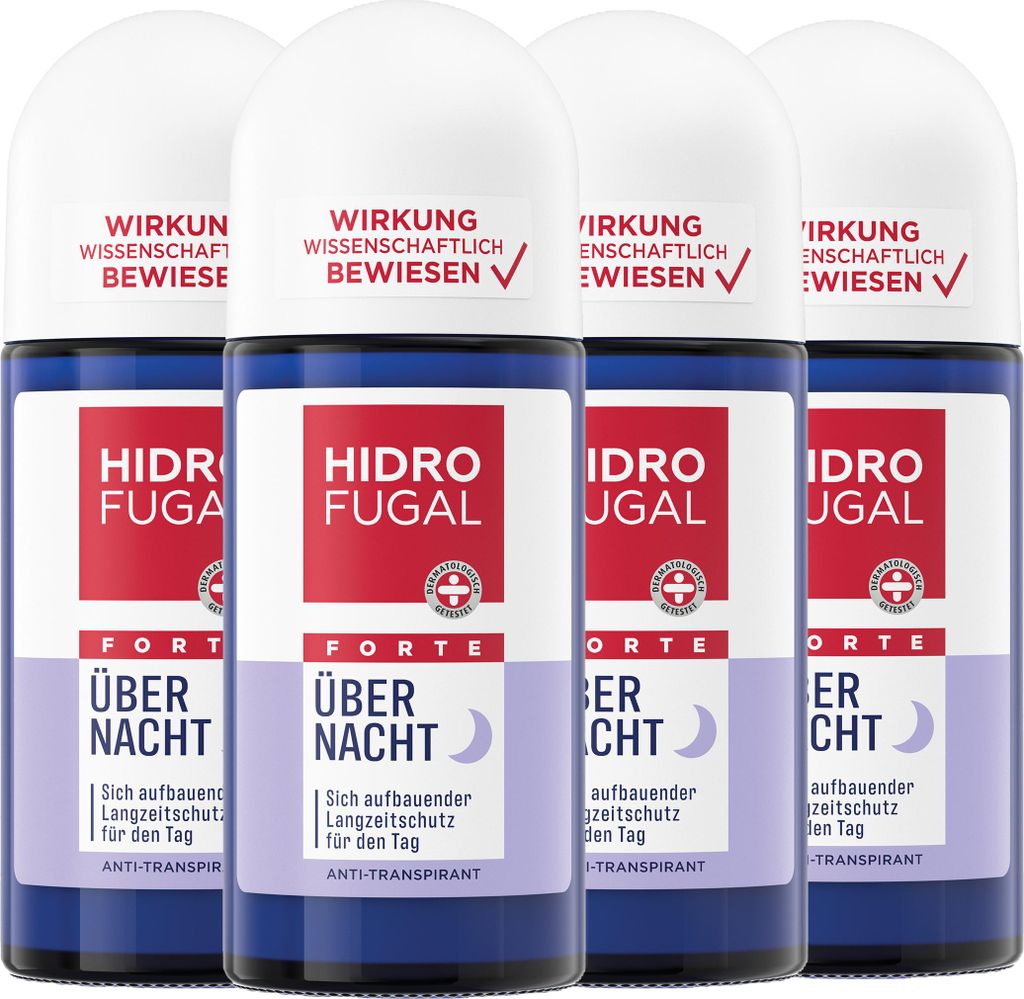 HIDROFUGAL Roll-on FORTE ÜBER NACHT Anti-Transpirant Langzeitschutz 4 x 50 ml