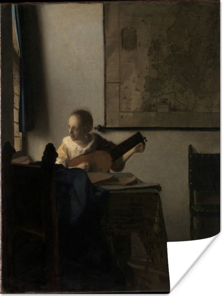 MuchoWow Poster Der Lautenspieler - Johannes Vermeer 90x120 cm - Wohnzimmer