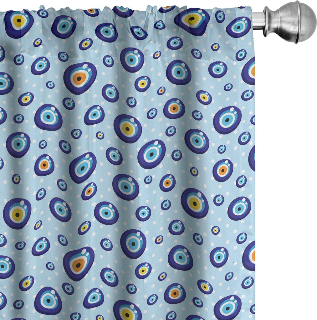 ABAKUHAUS Evil Eye Vorhänge, Gardinen, Traditionelle Schutz-Symbole auf punktiertem Hintergrund Kinder Childs Celebration Theme, 2 Stück 75 x 175...