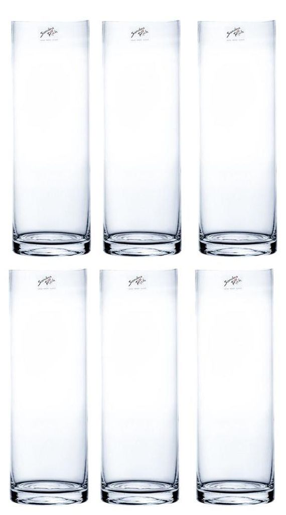 6er Set Glasvasen Dekogläser CYLI COLD CUT Zylinder H. 30cm Produktbild 