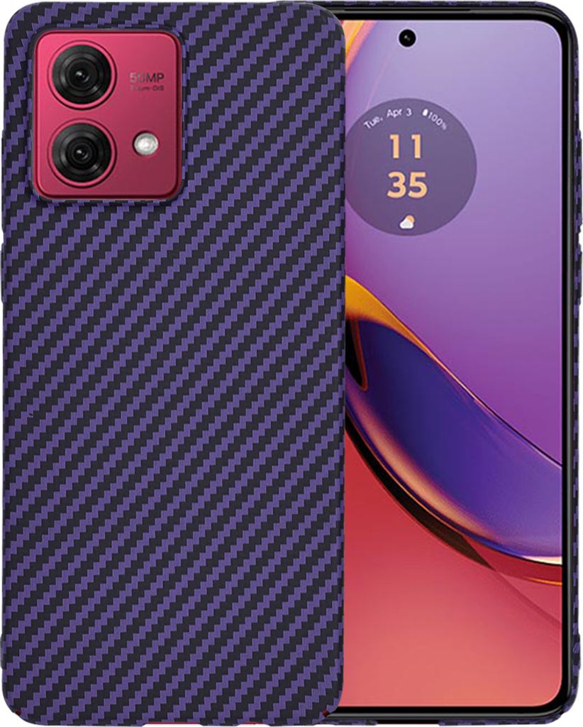 Techsuit Carbonite FiberShell Back Cover Hülle für Motorola Moto G84 - Lila