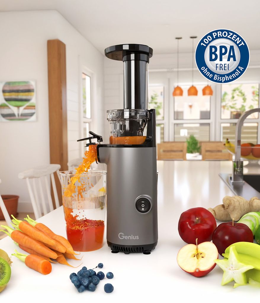Genius Slow Juicer Entsafter Mini für Gemüse Obst 9 tlg