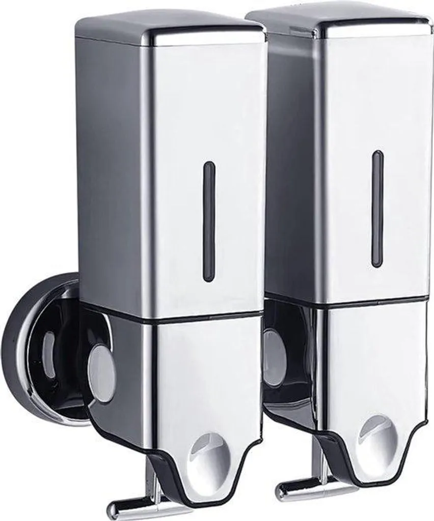 Distributeur de savon mural 2 x 500 ml en acier inox brossé robuste