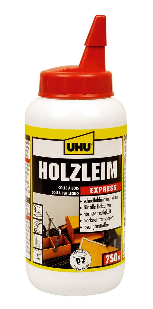 UHU Holzleim Express D2, l”semittelfrei, 750 g Flasche Produktbild 