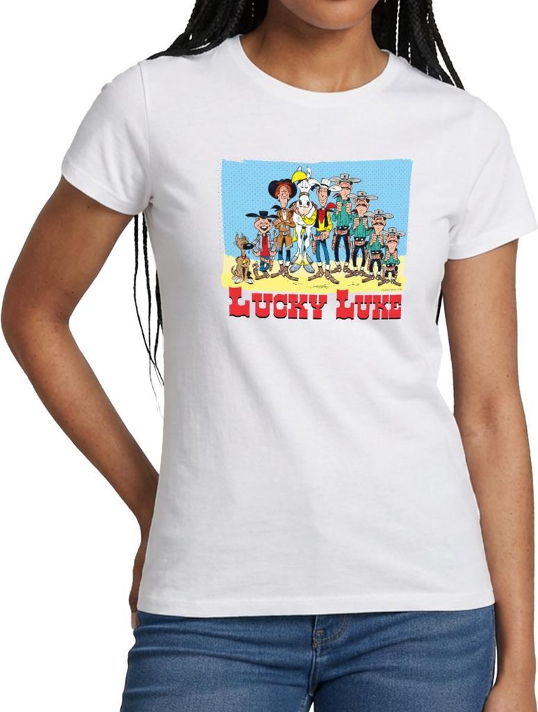 Spreadshirt Lucky Luke Charaktere Frauen T-Shirt, XL, Weiß