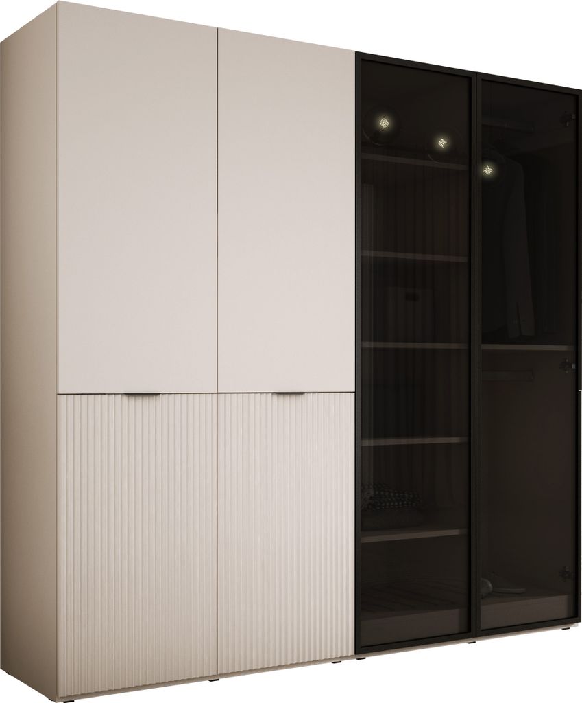 Kleiderschrank, Sandbeige, 2 x 100 x 200 x 51 cm