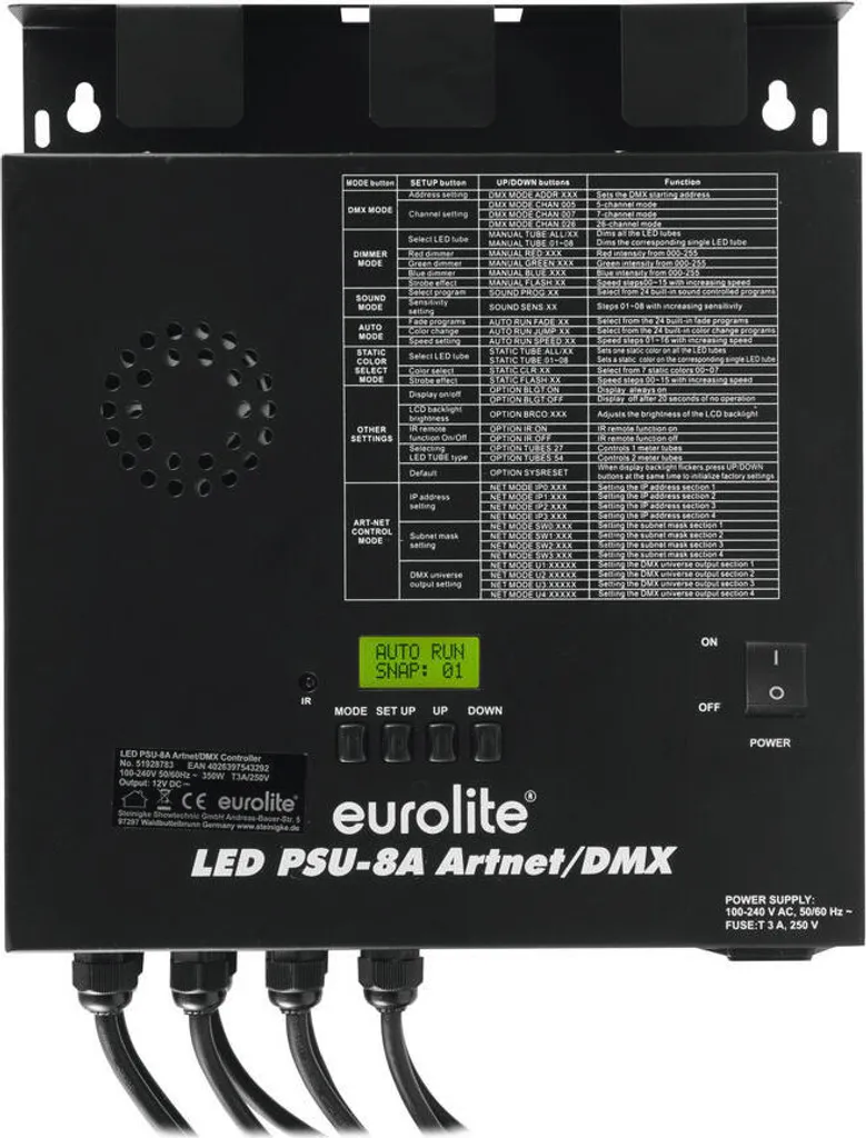 Interface Artnet vers DMX EUROLITE PSU-8A pour Mapping Vidéo et Scène