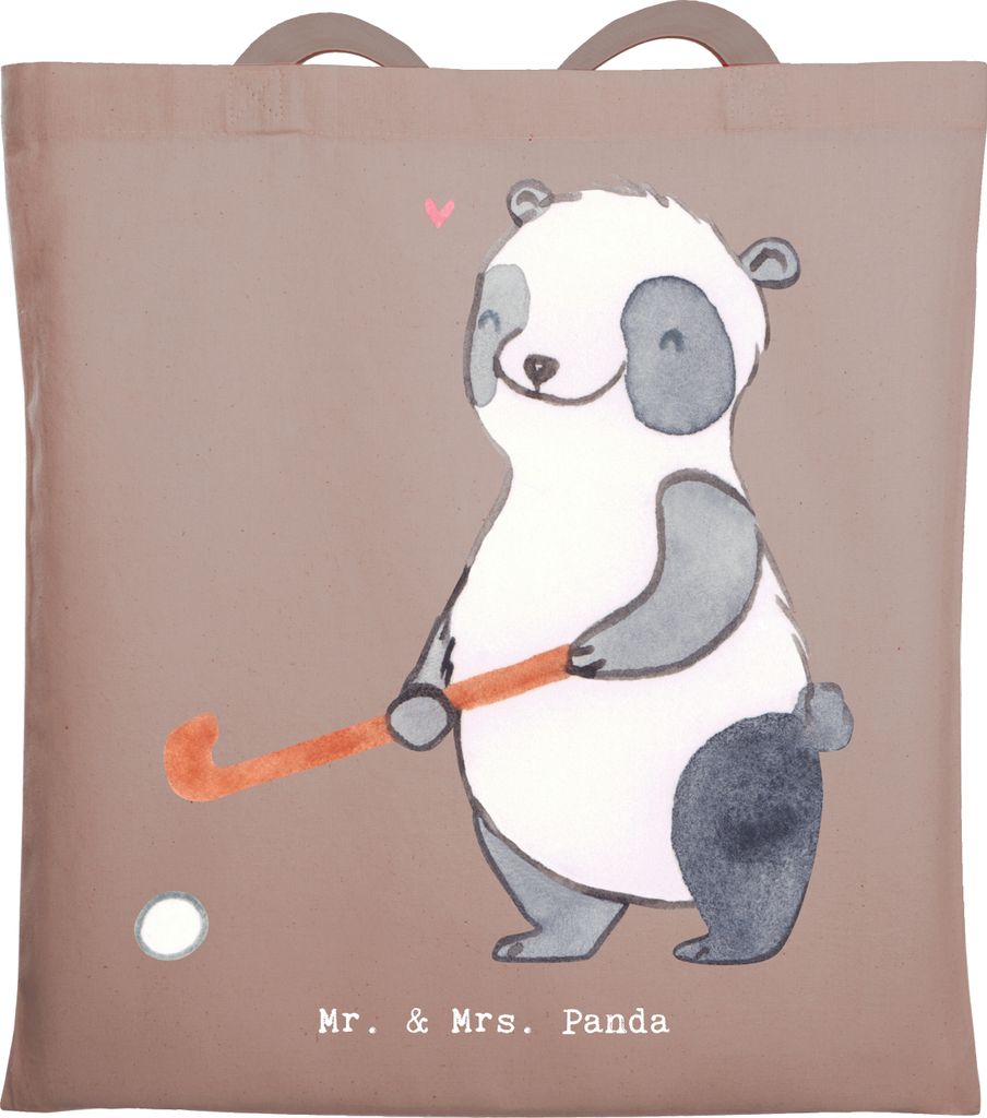 Mr. & Mrs. Panda dokumententasche Panda Hockey spielen - Braun Pastell - Geschenk, Beutel, Laptoptasche, Einkaufstasche, Feldhockey, Schultasche, H...