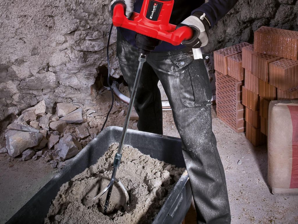 Einhell Mélangeur de peinture et de mortier TC-MX 1400-2 E (1400 W, Interrupteur blocable, Démarrage progressif, Porte-outils solide, tige M14