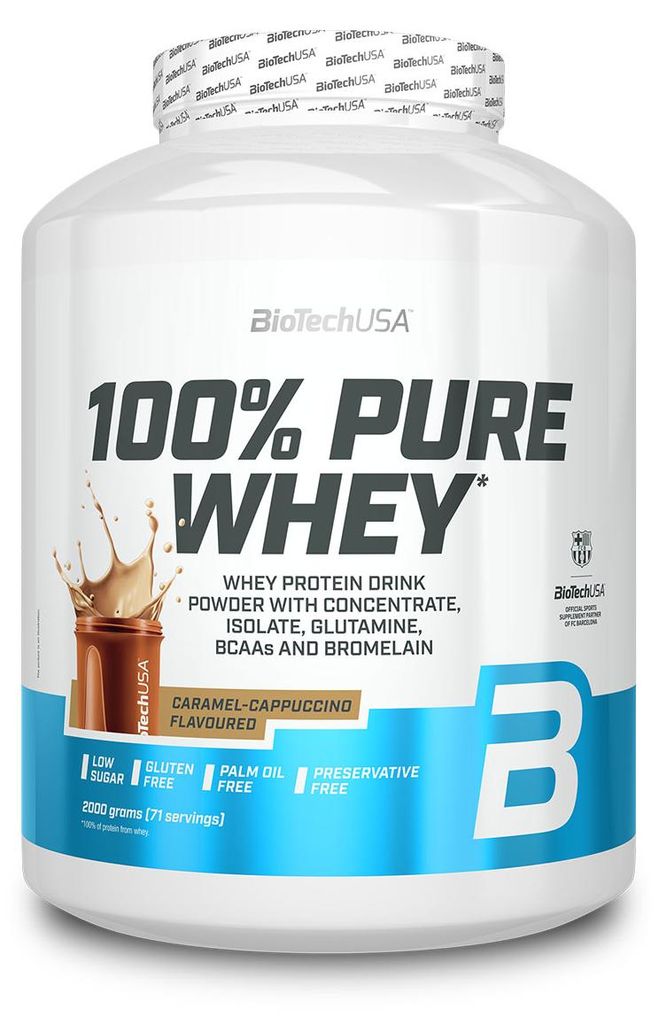 BioTech USA 100% Pure Whey 2000g Dose Karamell-Cappuccino Produktbild 