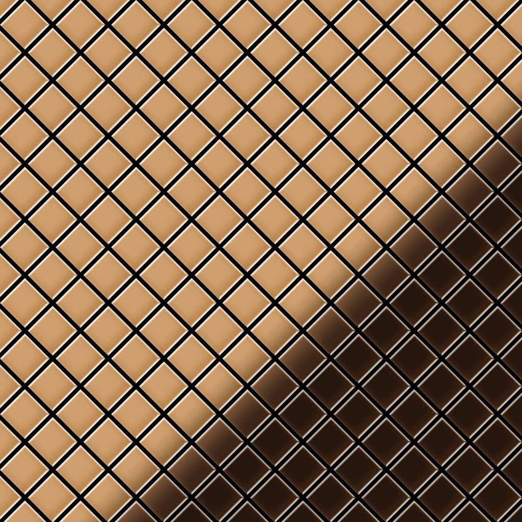 Mosaik Fliese massiv Metall Kupfer gewalzt kupfer 1,6mm stark Diamond-CM