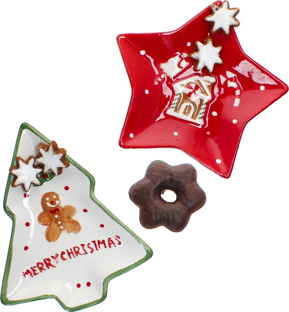 2tlg Keksteller Set Patisserie Weihnachten Tannenbaum Stern Snackteller