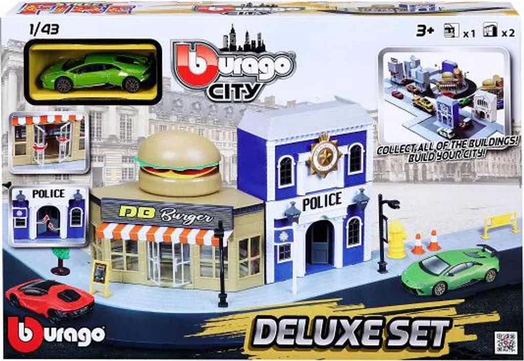 Bburago Playset City Deluxe - Circuit de Voiture Miniature avec Garage