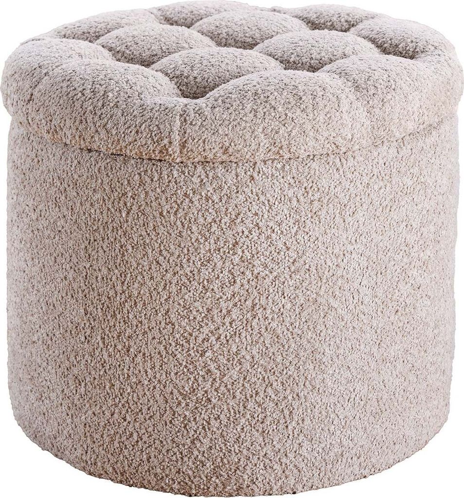 Hocker MODERN BAROCK STORAGE 50cm Bouclé Champagner Produktbild 