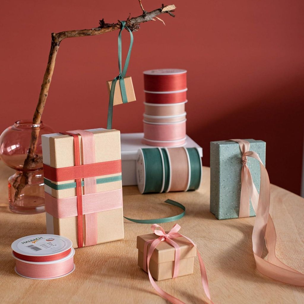 Breite 10mm Länge 25m Geschenkbänder - Germany - blasses Beeren bedrucktes Band - Geschenkverpackung Dekoration