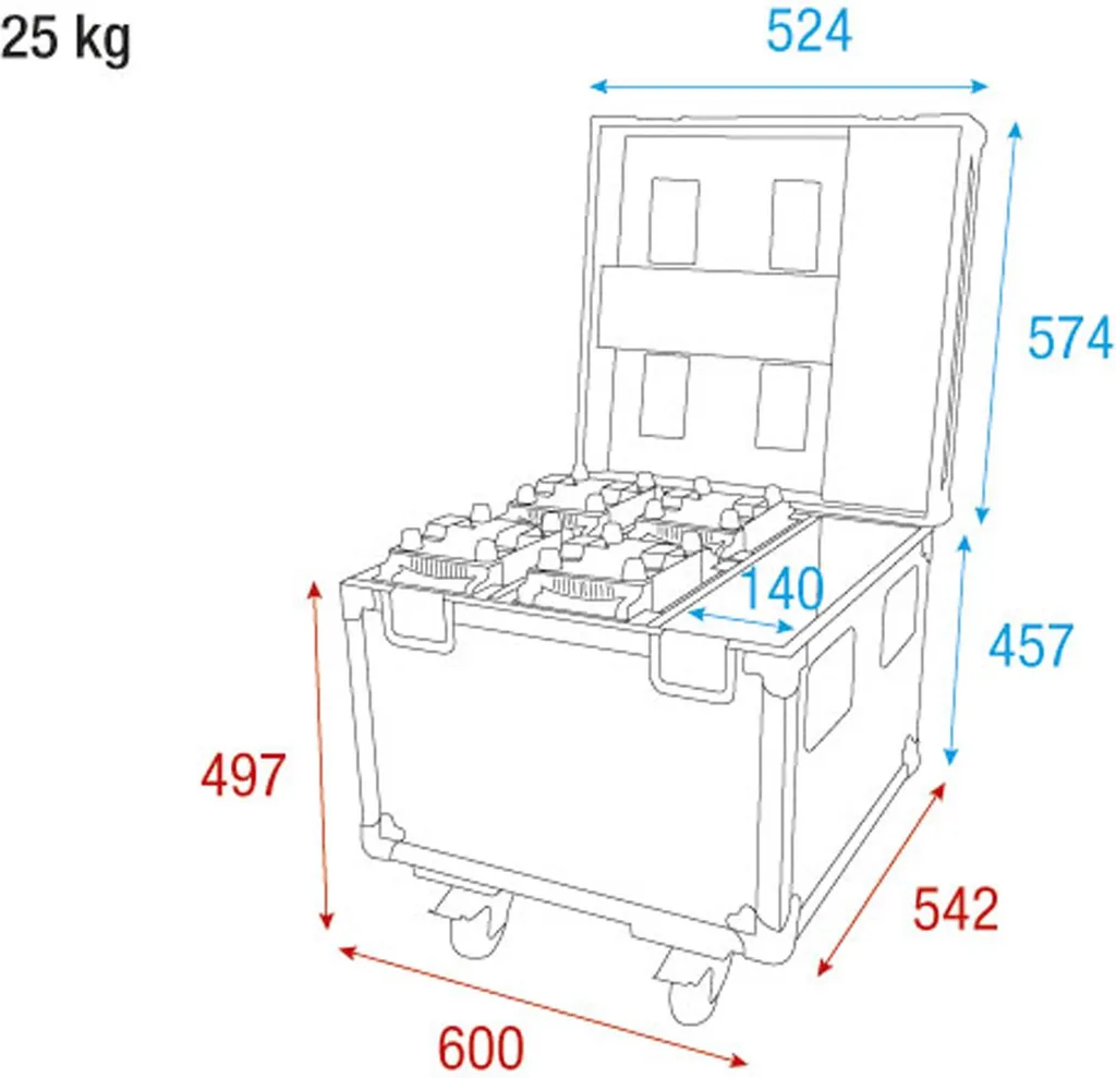 Flightcase Showtec pour 4 Shark Wash Zoom Two, Spot Two et Beam One - 5