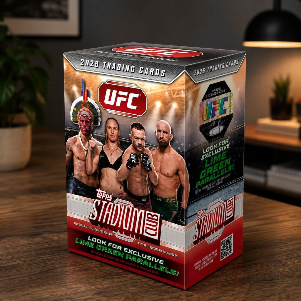 Boîte de cartes "Topps Stadium Club UFC" pour l'année 2026, Image du produit  Image générée par une IA