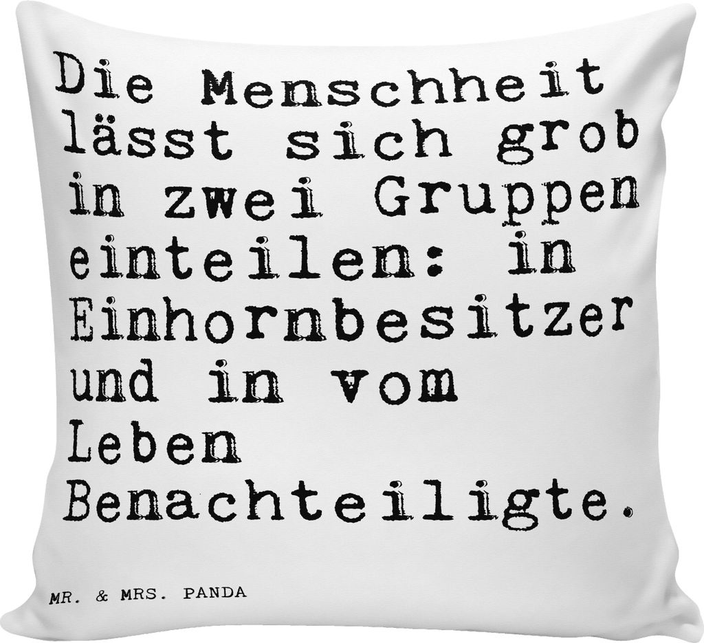 Mr. & Mrs. Panda Kuschel Kissen Die Menschheit lässt sich... - Weiß - Geschenk, Zitate, Spruch Sprüche Weisheiten Lustig Weisheit Worte, kuschel...