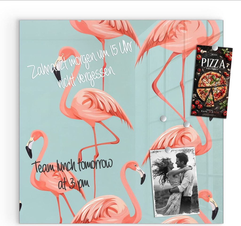 Magnettafel 30x30cm Pinnwand Whiteboard beschreibbar - Flamingo Design
