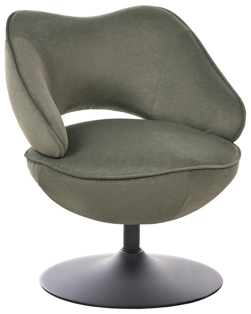 BELIANI Polstersessel Dunkelgrün aus Samtstoff Drehbar Niedrige Rückenlehne Mid Century Modern Stil Drehsessel Loungesessel Stoffsessel Wohnzimmer