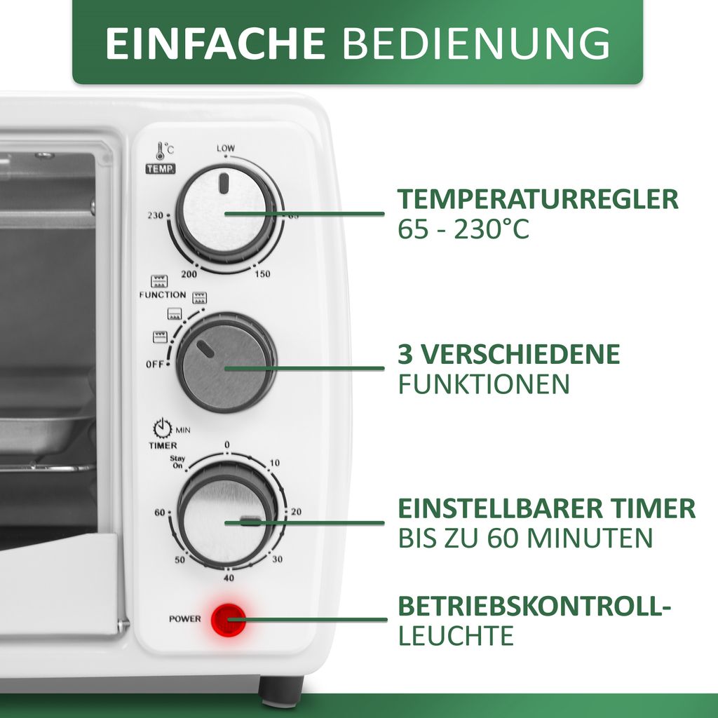 Steinborg Mini Backofen 13 Liter | Pizzaofen | 60°-250°C | Produktbild 3