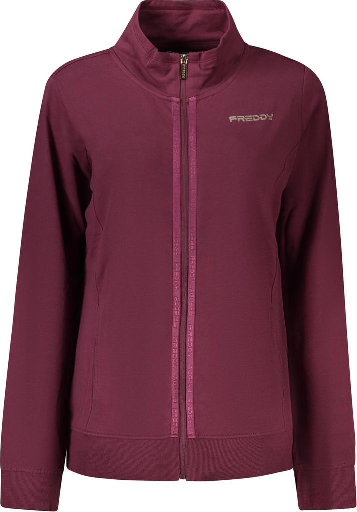 Lila Damen Sweatshirt mit Reißverschluss und Kontrastelementen