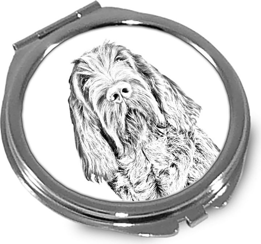 Italienischer Spinone, Spinone Italiano - Taschenspiegel mit Hund, personalisierter Taschenspiegel, kompakter Spiegel mit Art-Dog-Logo