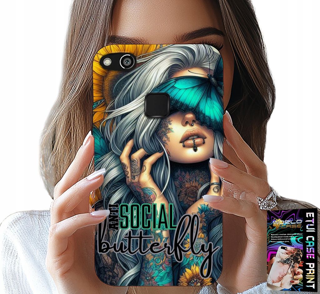 Fall Für Huawei P10 Lite - Anti Social, Schmetterling, Schmetterling, Feminin