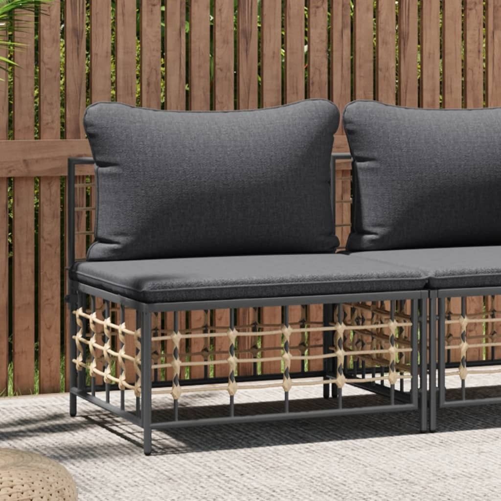 Maison Exclusive - Garten-Mittelsofa mit Dunkelgrauen Kissen Poly Rattan