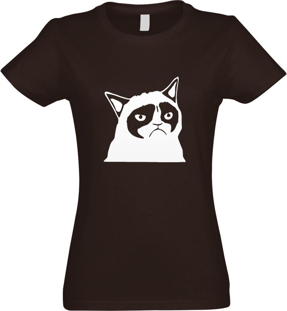 Kiwistar - T-Shirt tailliert - Damen - Chocolate - Grumpy Cat - Meme - No - mit Motiv Bedruckt - Funshirt Design - Sport - Freizeit - Damen - XXL
