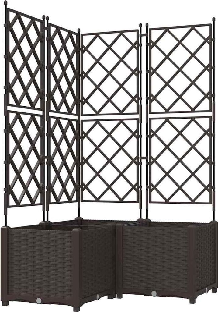 vidaXL Garten-Pflanzgefäß 3 pcs Braun 80 x 80 x 143 cm Kunststoff