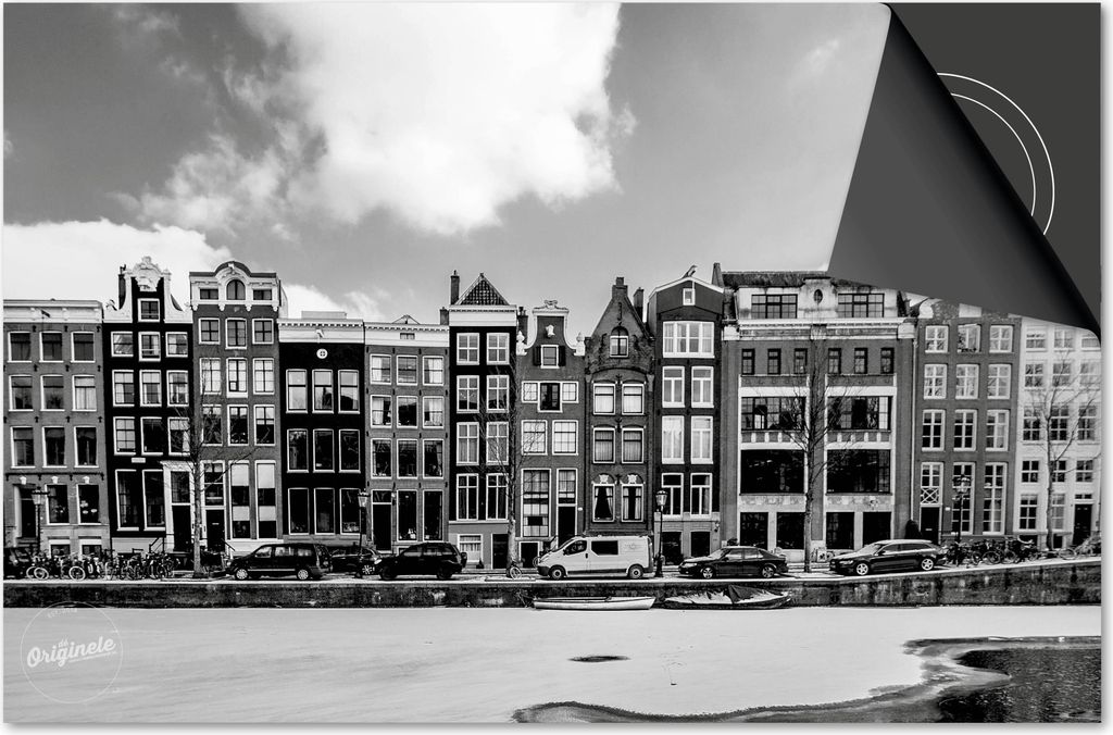 Induktionsschutz 60x60 - abdeckplatte Induktion matt- Dietrix Kochfeldschutz- Base - Städte - Amsterdam Schwarz Weiß